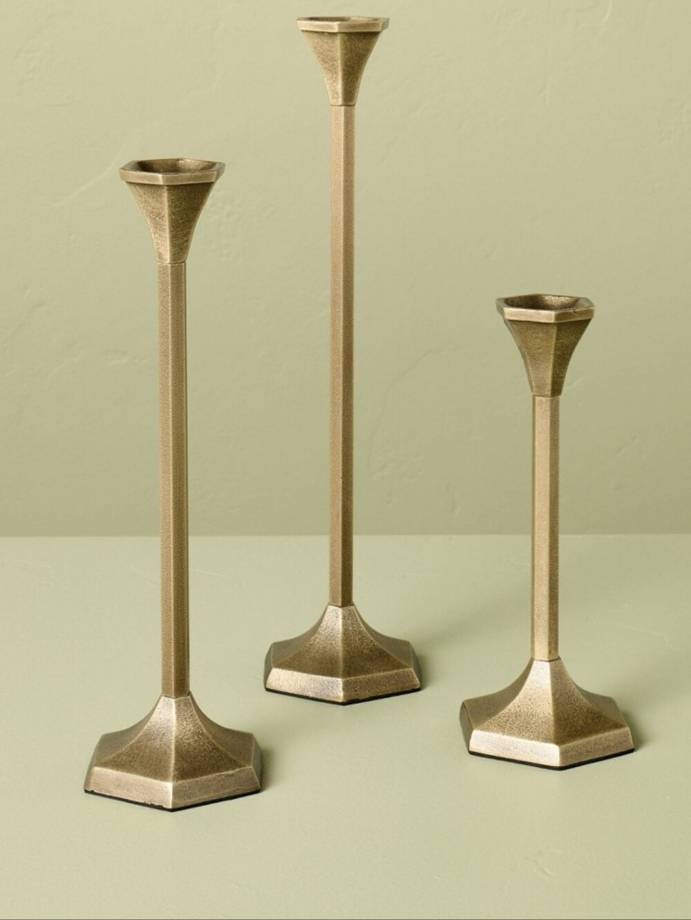 3pc. Brass Candlestick Set - Hearth & Hand with Magnolia